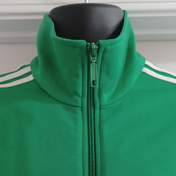 Classic Men's Green Track Jacket with White Stripes - Picture 6 of 9